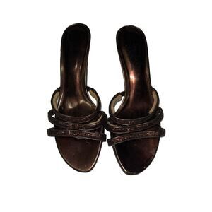 The Touch Of Nina Bronze Peep Toe Pump With Glitter SIZE 8M Vibrant